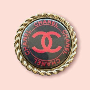Logo Button print Gold Brooch